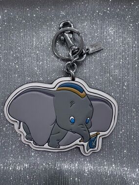 Coach x Disney Dumbo Keychain Bag Charm | Dumbo Elephant Leather Tag Blue Grey